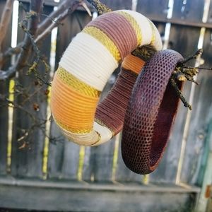Vintage Colorblock String & Brown Bangles